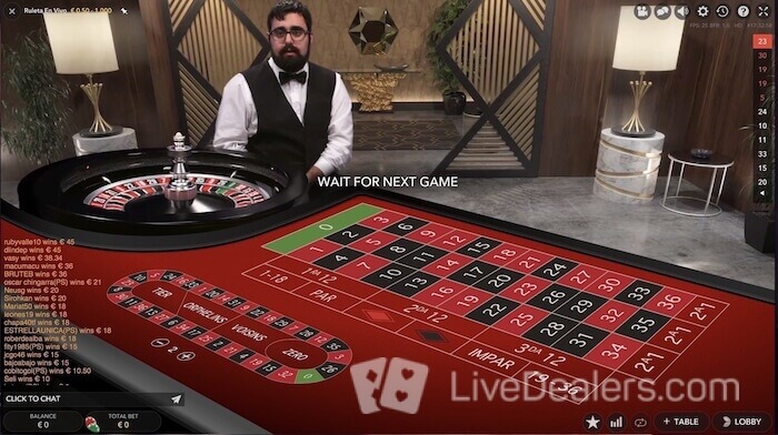 Ruleta en vivo tragamonedas